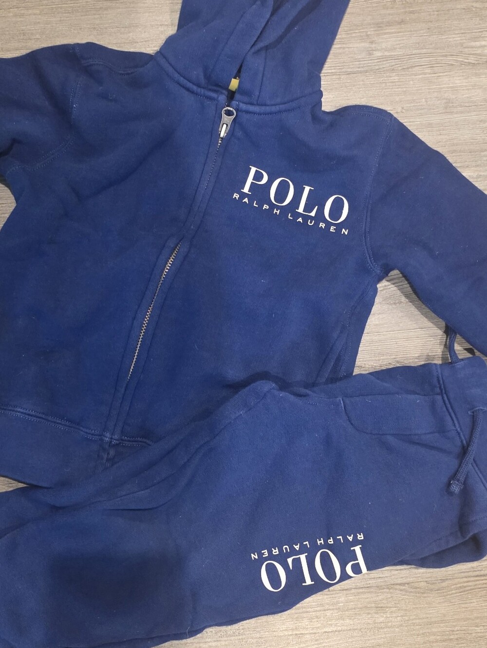 4/4T Polo by Ralph Lauren Blue & White Kids Zip-Front Track Set/suit - Picture 3 of 5